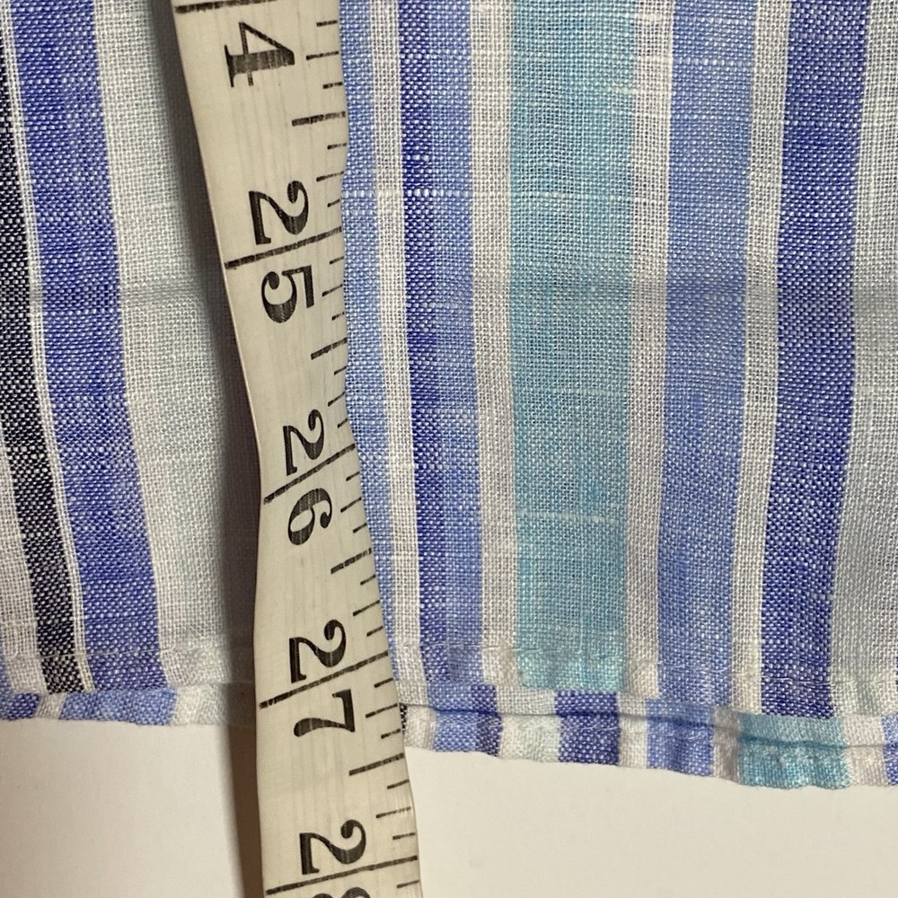 Chicos Top Womens 1 Medium Blue Multi Striped 100% Linen Button Up Boho Nice M - Picture 16 of 16